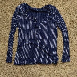 Blue polka dot long sleeve shirt